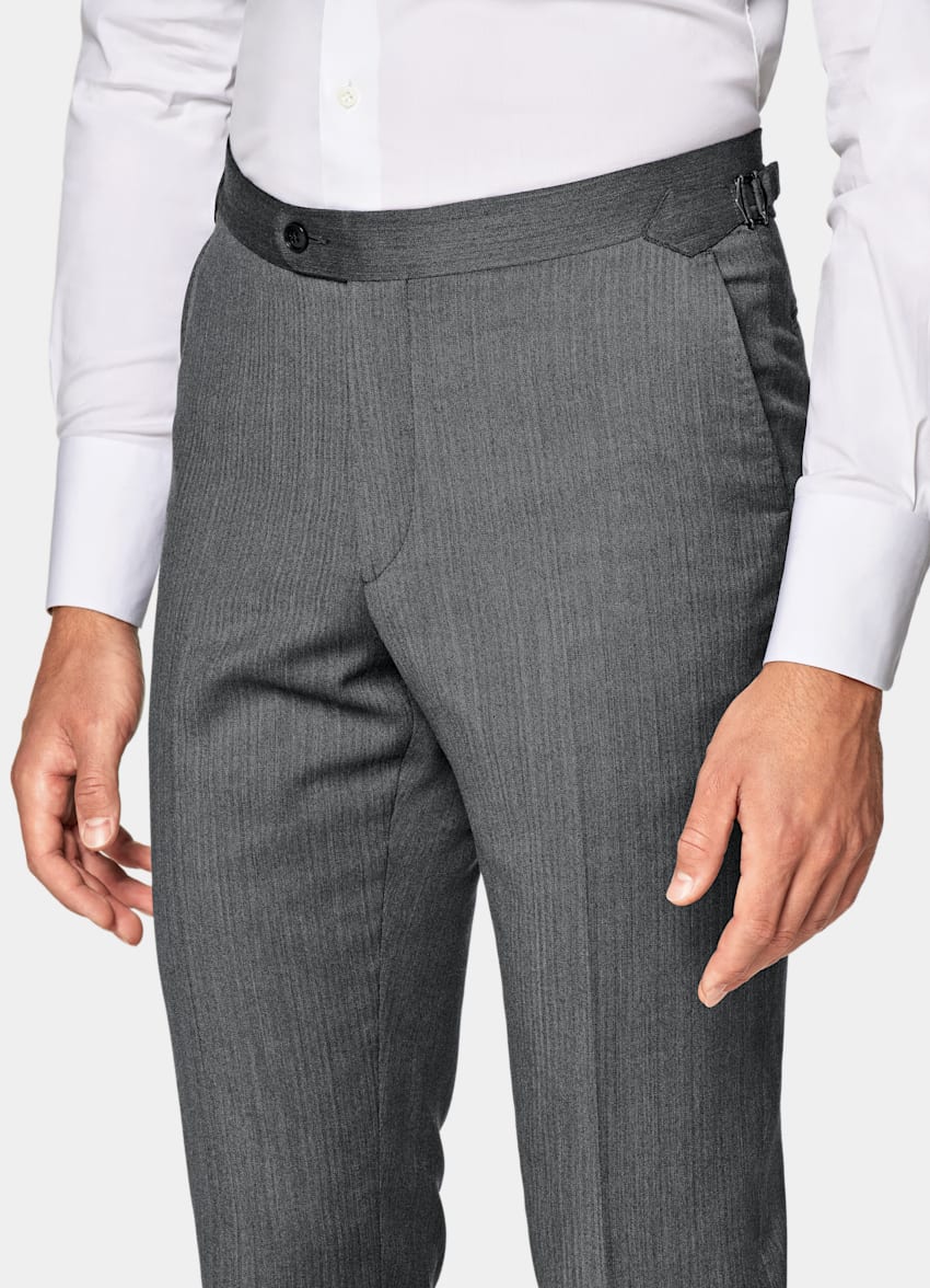 Dark Grey Herringbone Perennial Tailored Fit Havana Suit