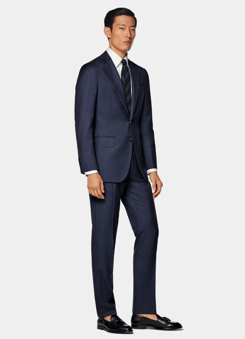 Navy Houndstooth Tailored Fit Havana Suit