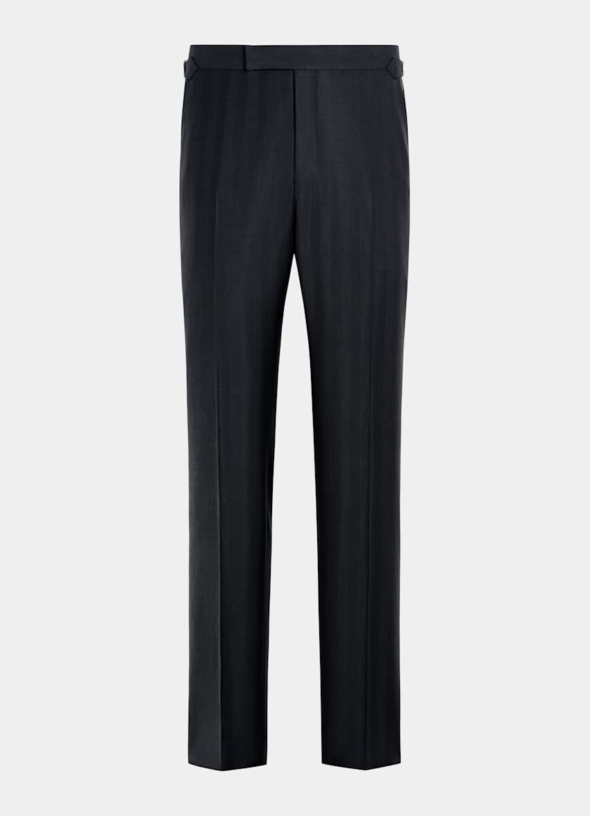 Navy Herringbone Tailored Fit Havana Suit