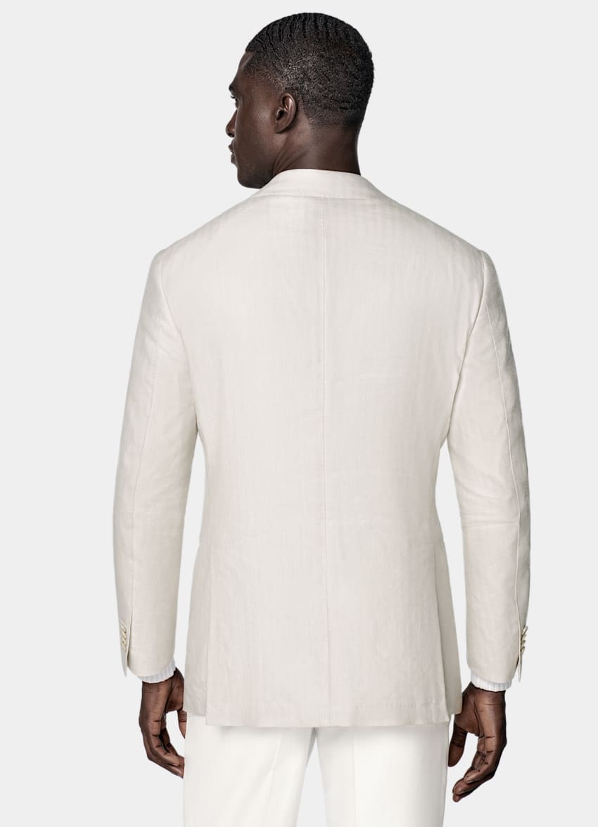 Sand Herringbone Relaxed Fit Roma Blazer