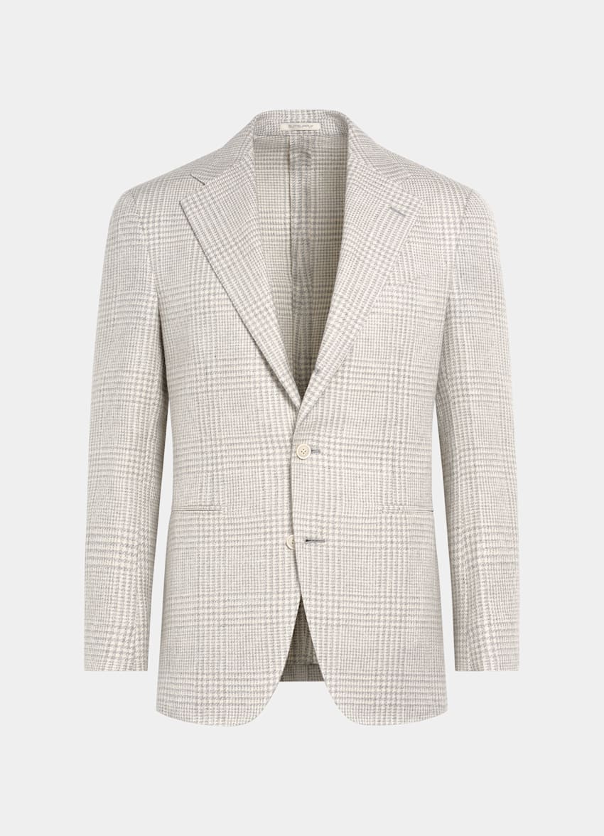 Light Grey Checked Relaxed Fit Roma Blazer