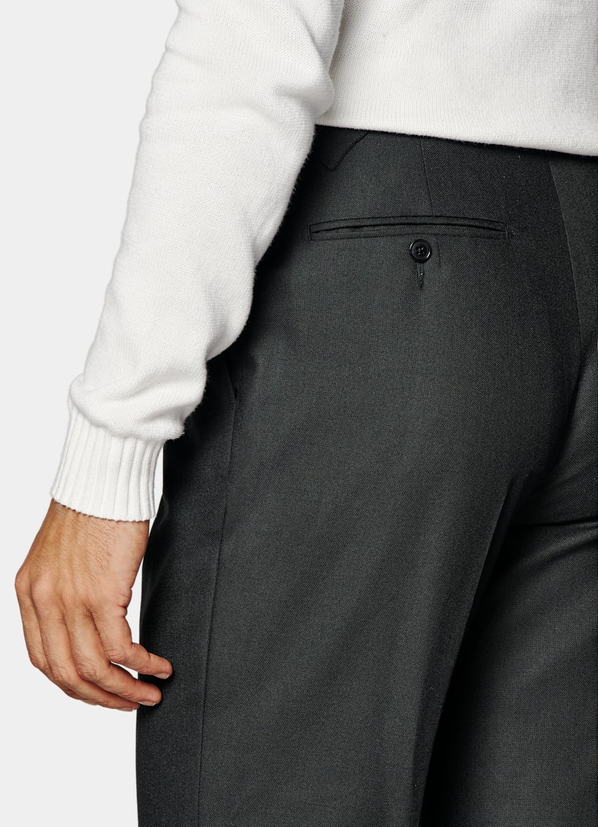 Dark Green Slim Leg Tapered Pants