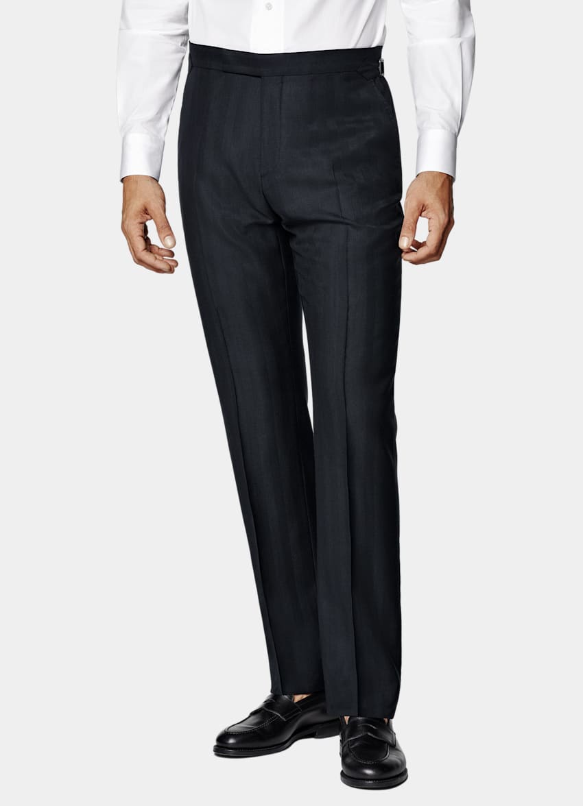 Navy Herringbone Tailored Fit Havana Suit