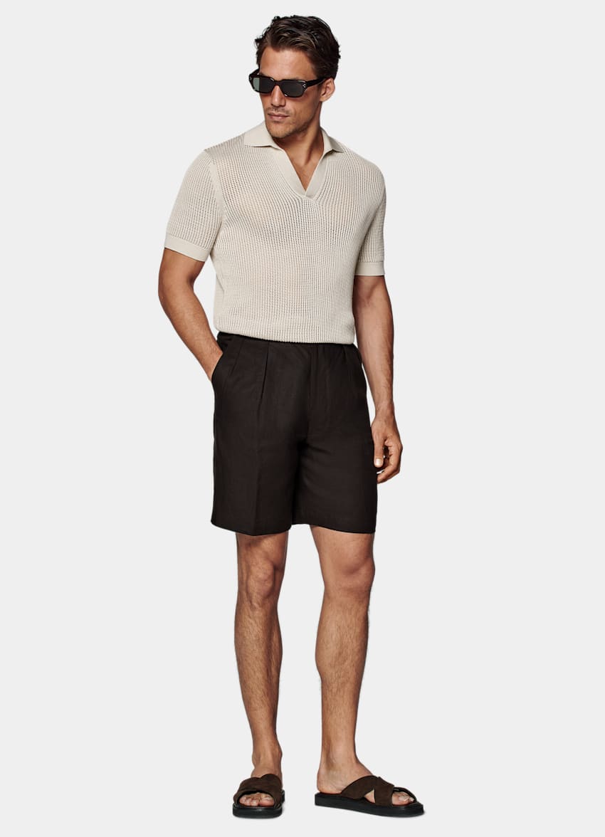 Dark Brown Straight Leg Shorts