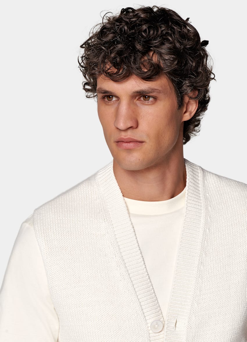Off-White Sleeveless Cardigan