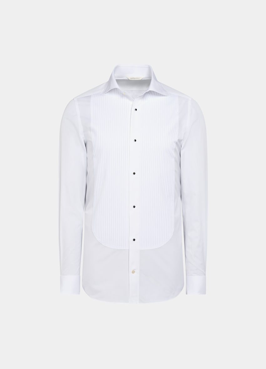 White Twill Tailored Fit Tuxedo Shirt