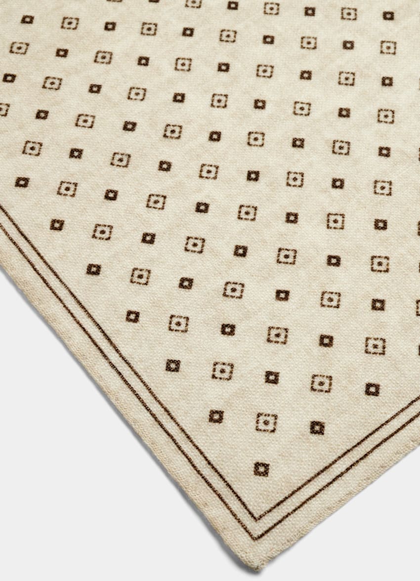 Light Brown Graphic Pocket Square