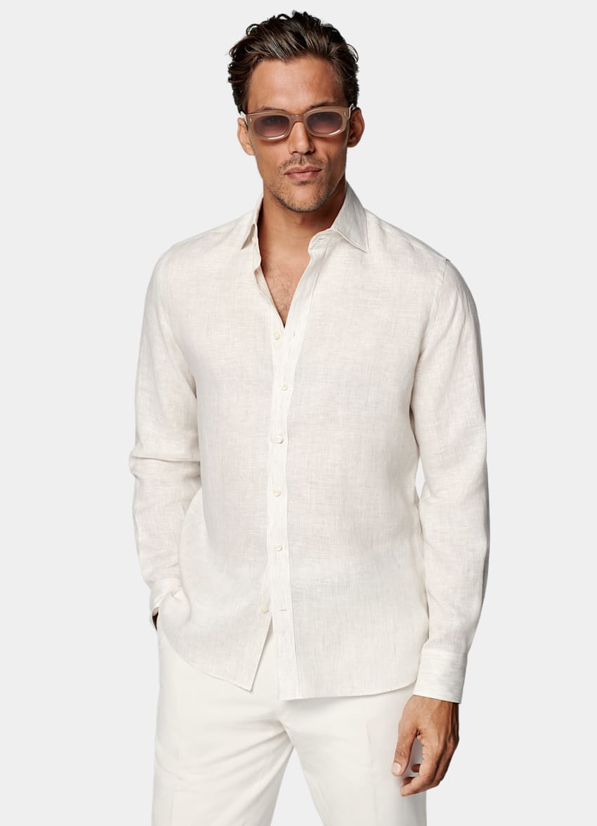 Light Brown Striped Slim Fit Shirt