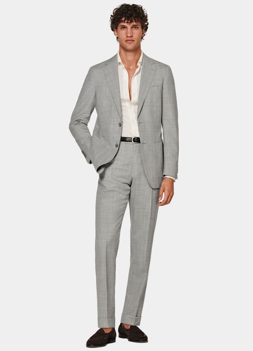 Light Grey Slim Leg Tapered Suit Pants