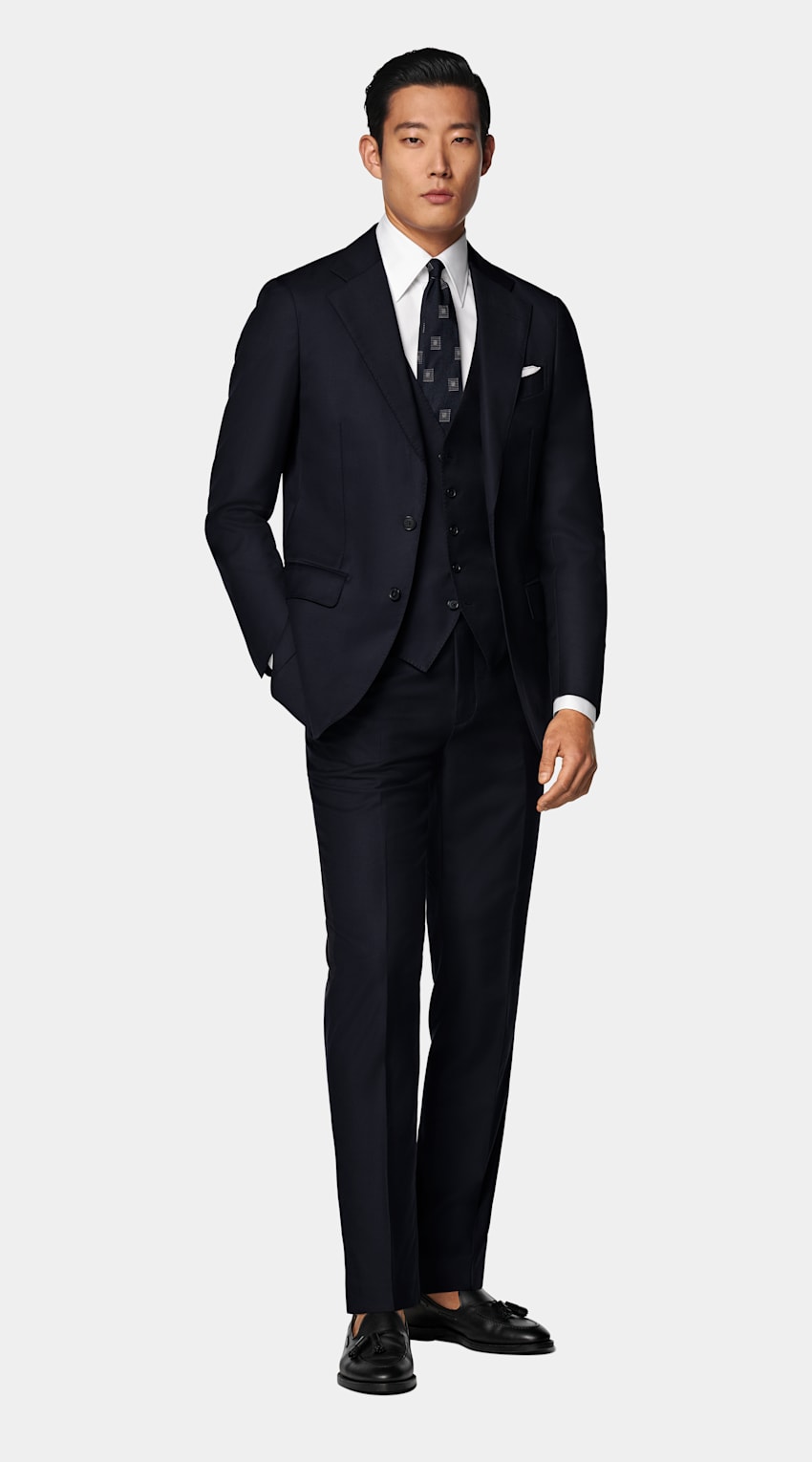 Navy Three-Piece Tailored Fit Havana Suit