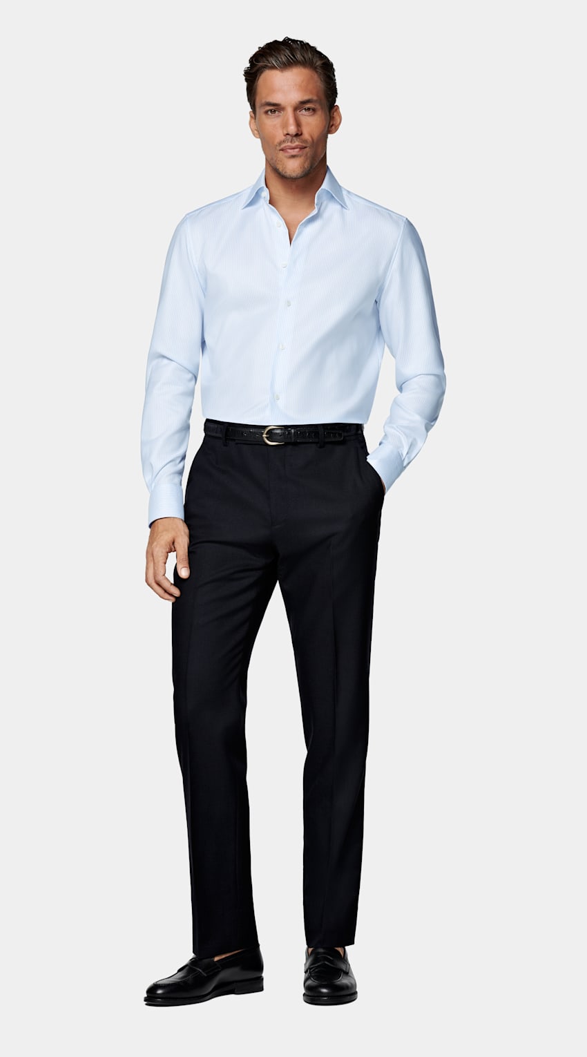 Light Blue Striped Oxford Shirt