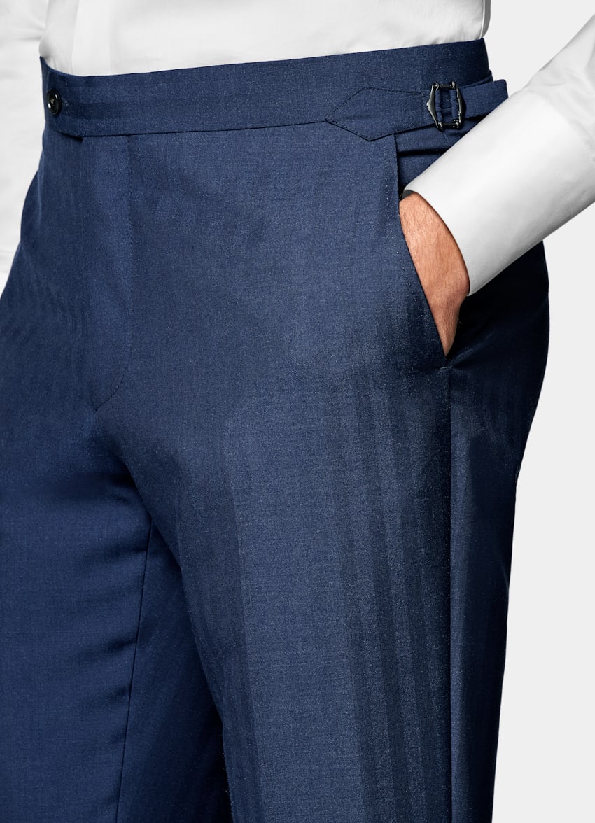 Mid Blue Herringbone Perennial Tailored Fit Havana Suit