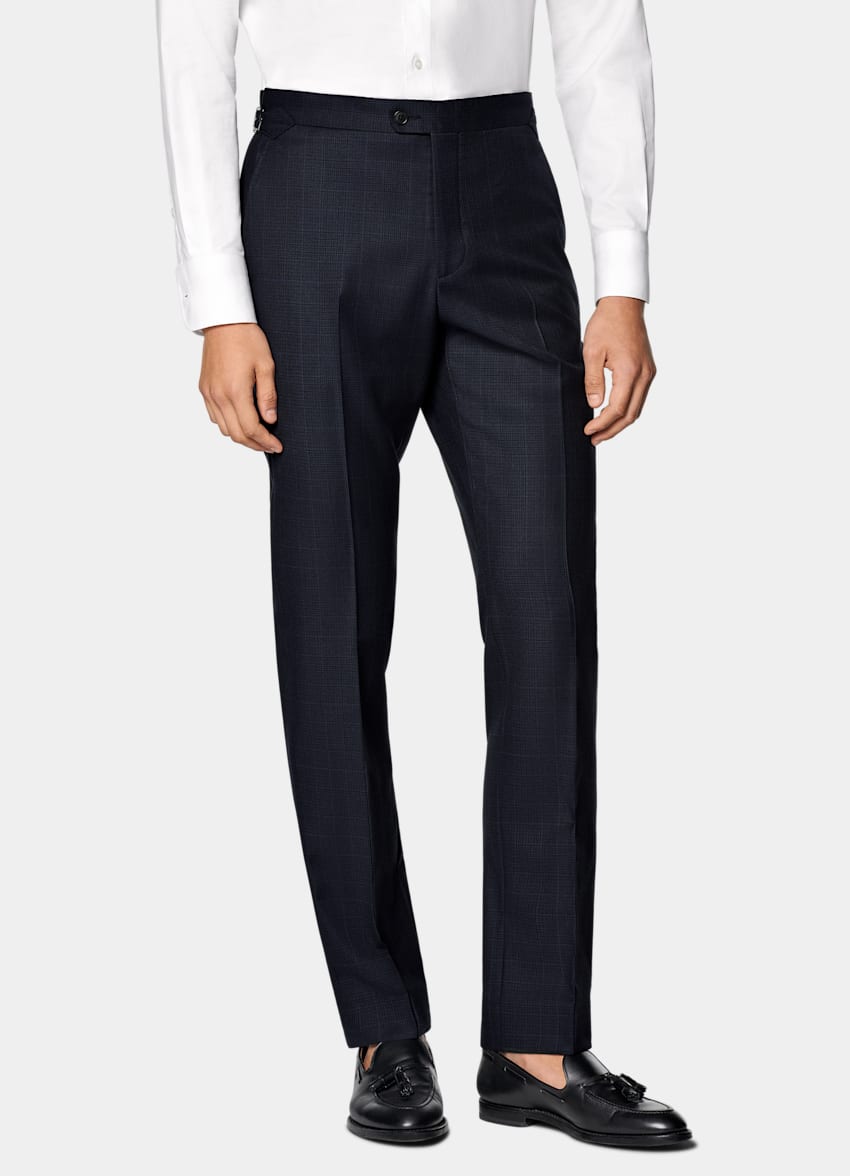 Navy Checked Tailored Fit Havana Suit