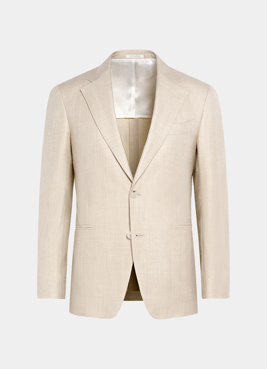 Sand Herringbone Tailored Fit Havana Suit
