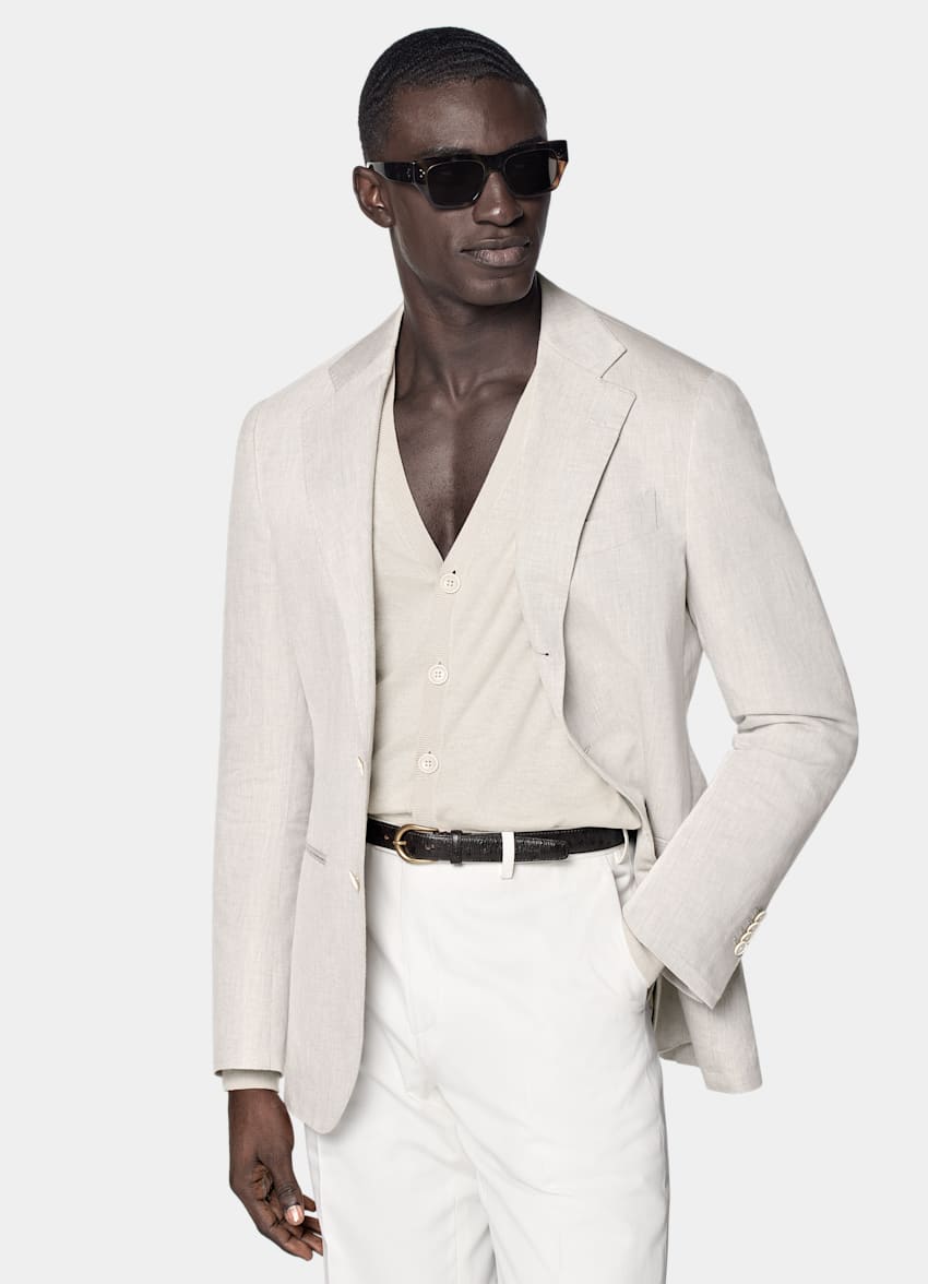 Light Taupe Tailored Fit Havana Suit Jacket