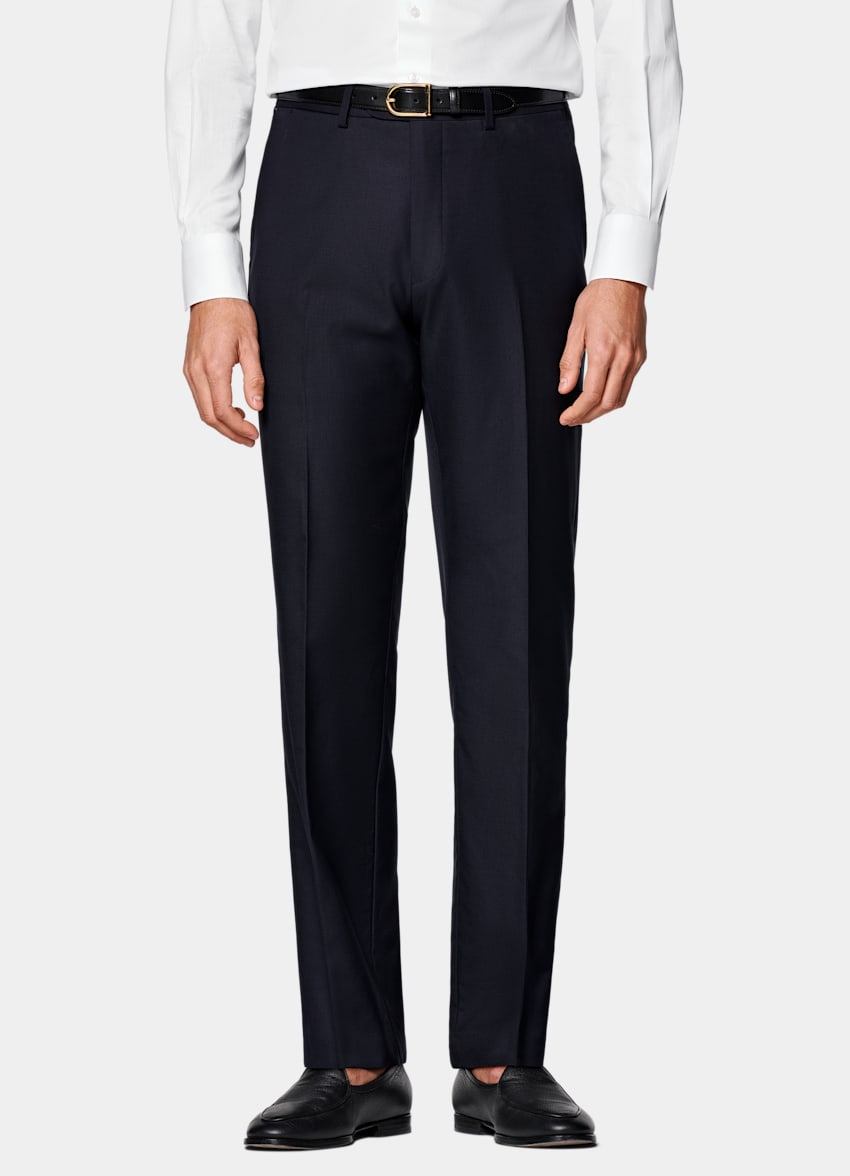 Navy Slim Leg Straight Suit Pants
