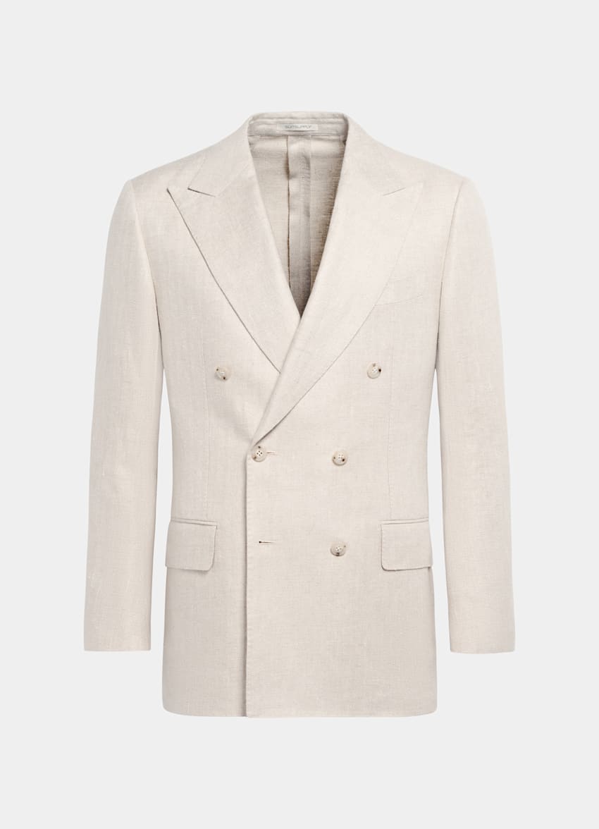 Light Taupe Herringbone Tailored Fit Milano Blazer