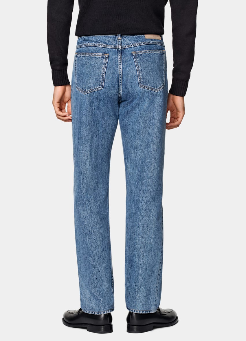 Mid Blue Straight Leg Jeans
