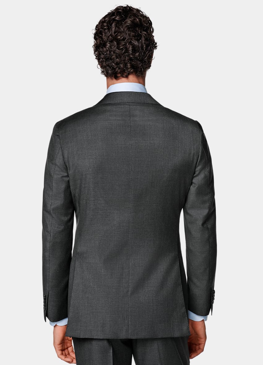 Dark Grey Houndstooth Tailored Fit Havana Suit