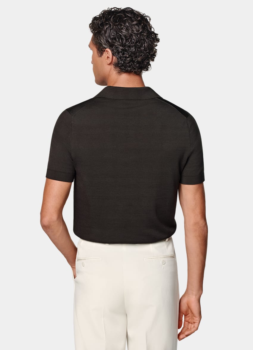 Dark Brown Buttonless Polo