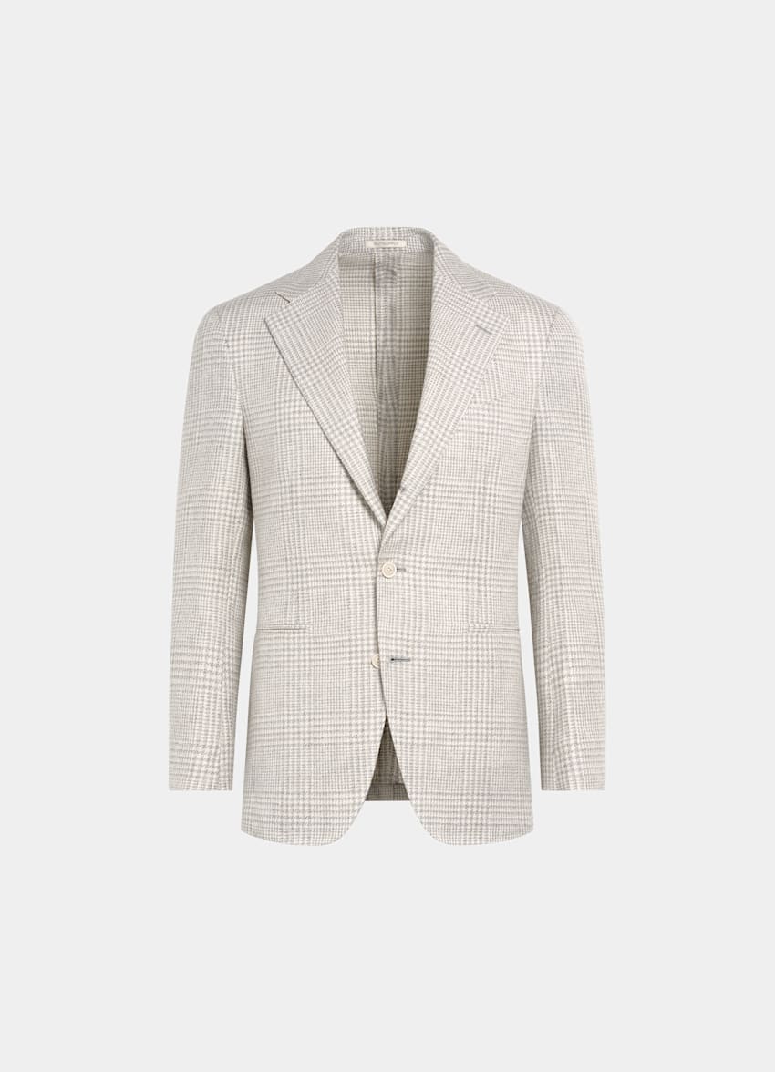 Light Grey Checked Relaxed Fit Roma Blazer