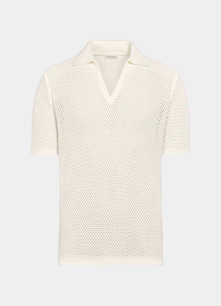 Off-White Crochet Buttonless Polo