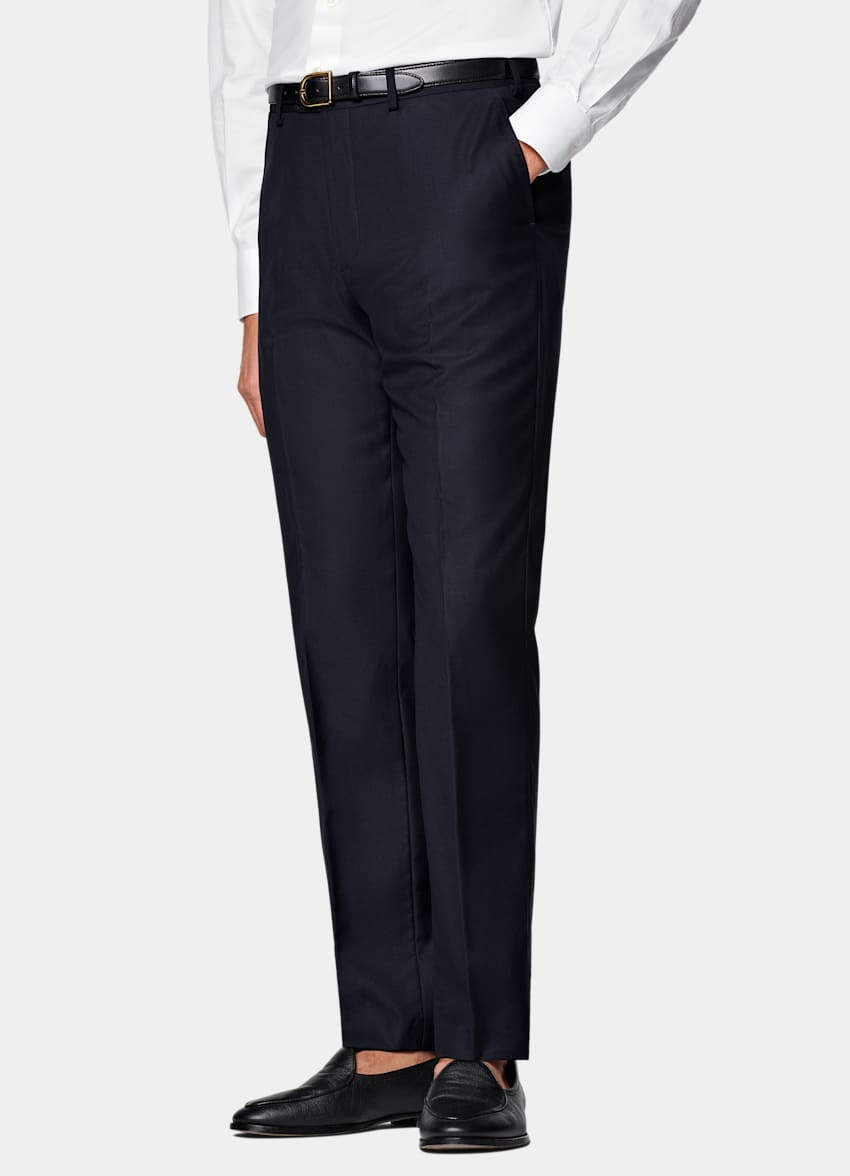 Navy Slim Leg Straight Suit Pants