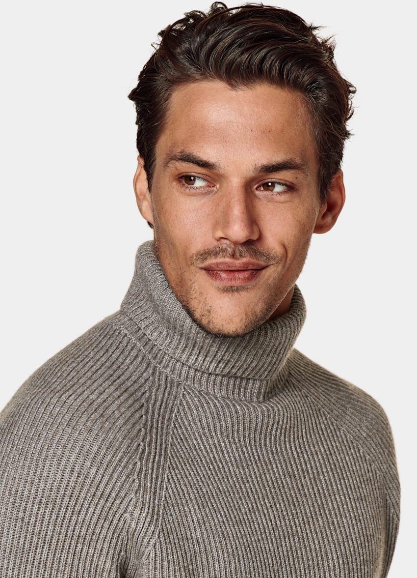 Taupe Ribbed Turtleneck