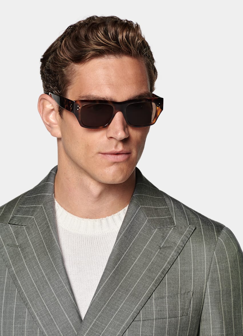Light Green Striped Tailored Fit Havana Suit