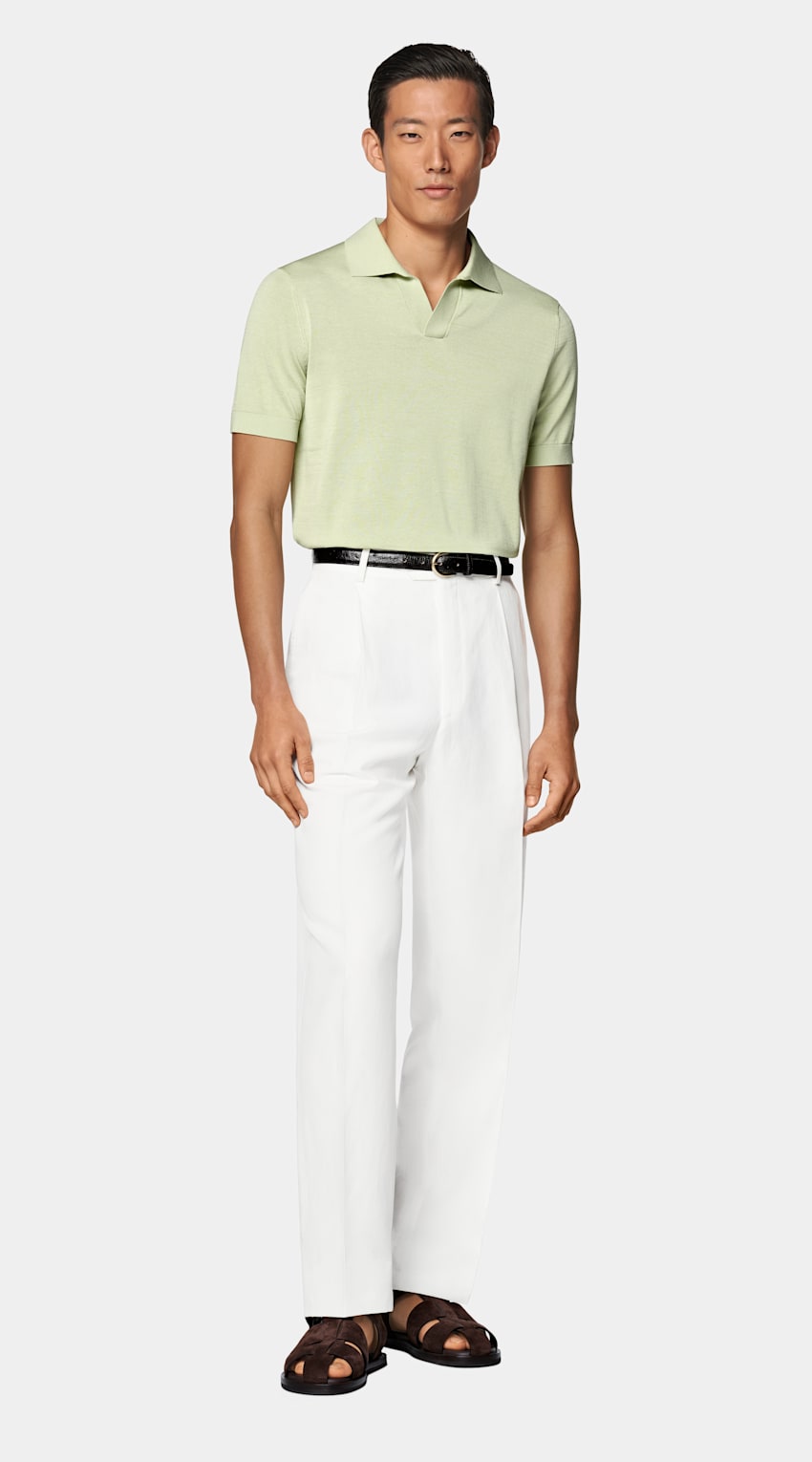Light Green Buttonless Polo