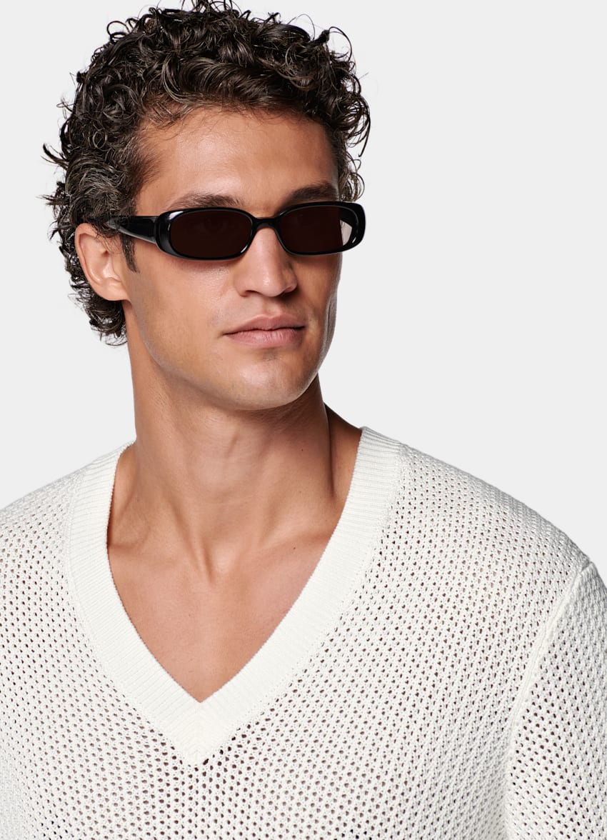 Off-White Crochet V-Neck