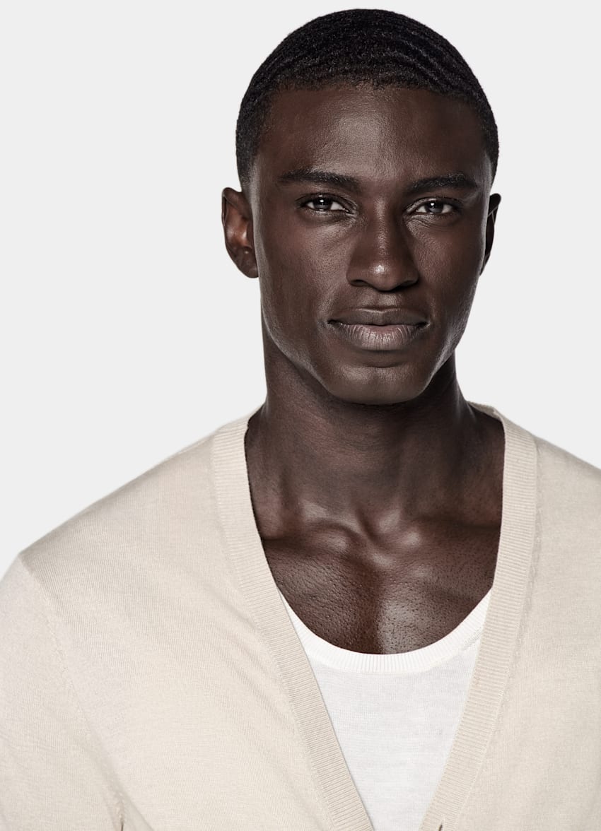 Sand V-Neck Cardigan