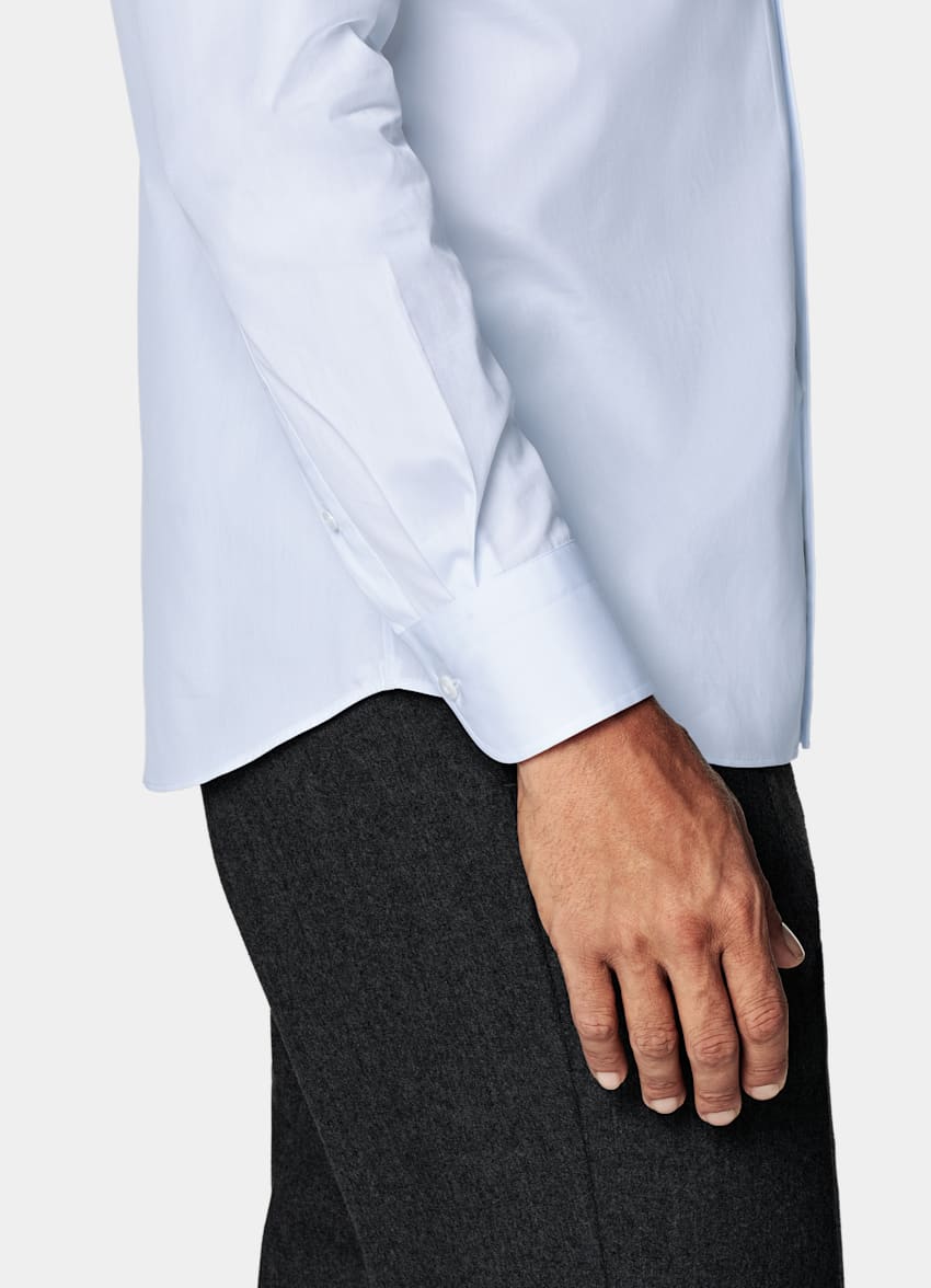 Light Blue Classic Collar One Piece Tailored Fit Shirt