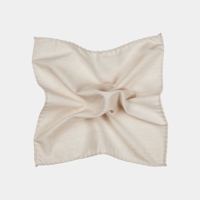 Light Brown Stitch Edge Pocket Square