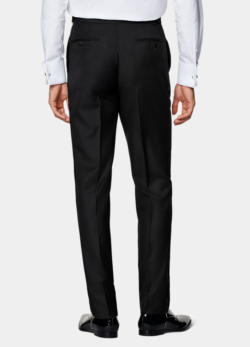 Black Slim Leg Straight Tuxedo Pants