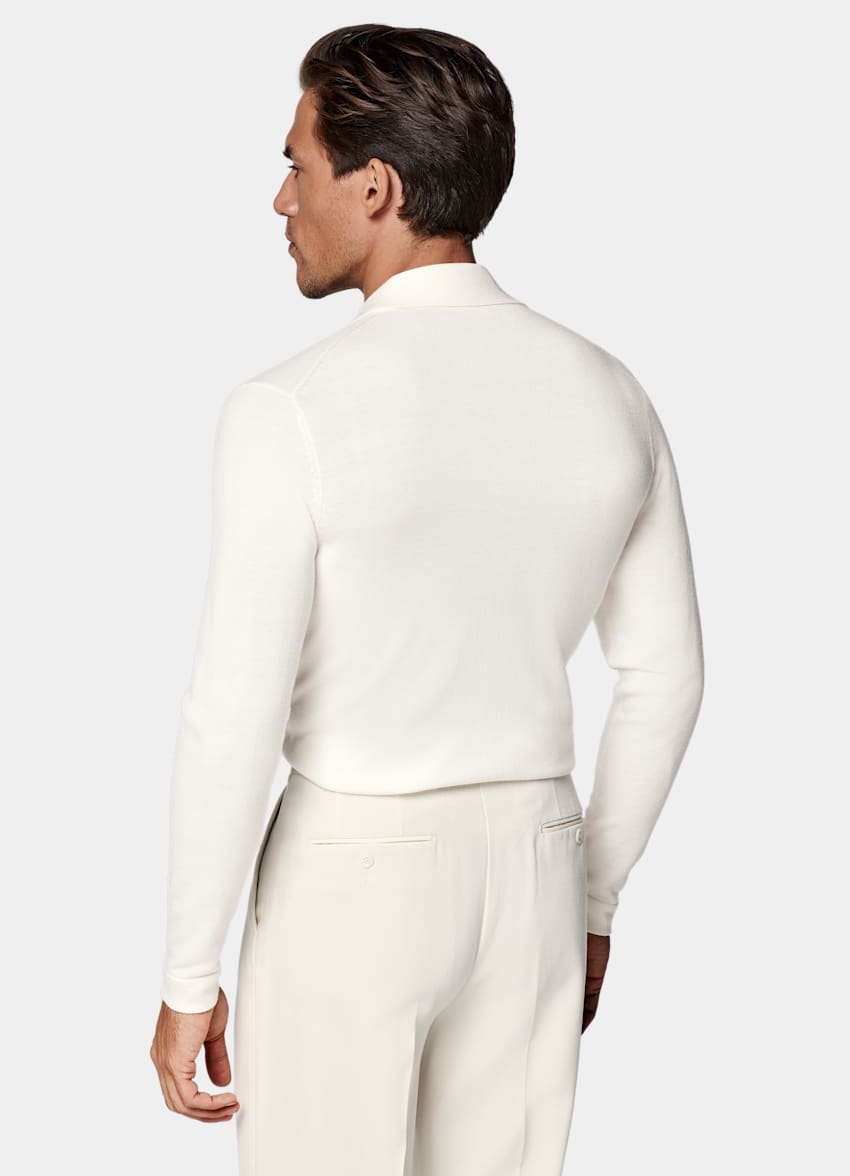 Off-White Merino Long Sleeve Polo Cardigan