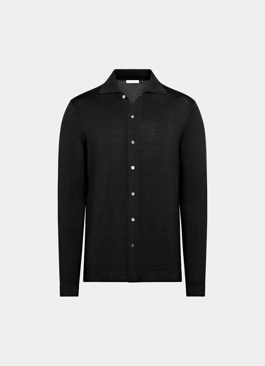 Black Long Sleeve Polo Cardigan