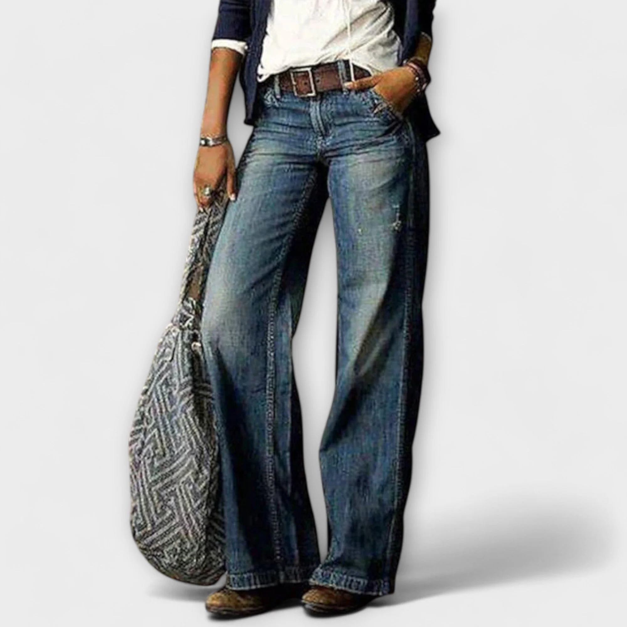 Cess - Denim Trousers with Wide Legs