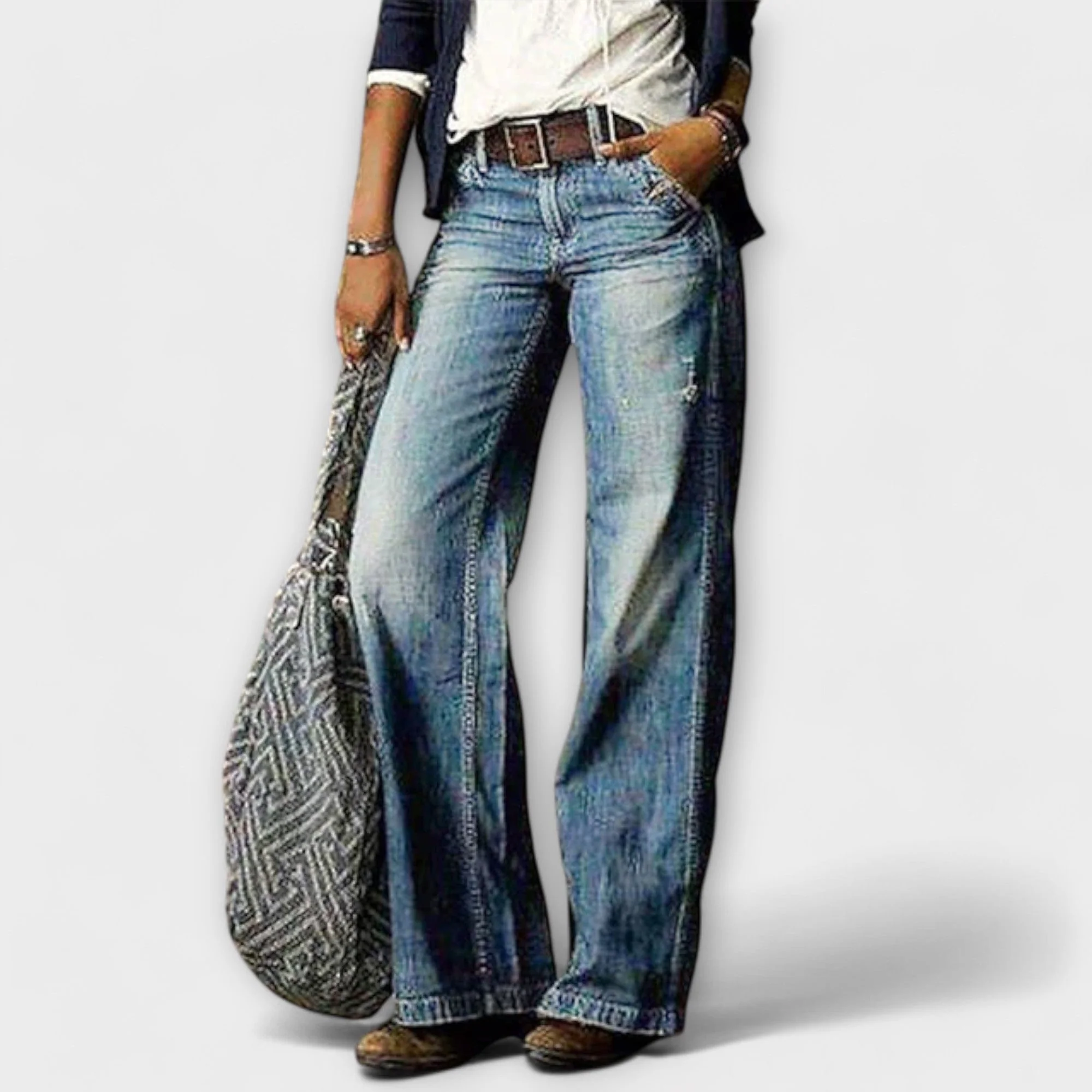 Cess - Denim Trousers with Wide Legs