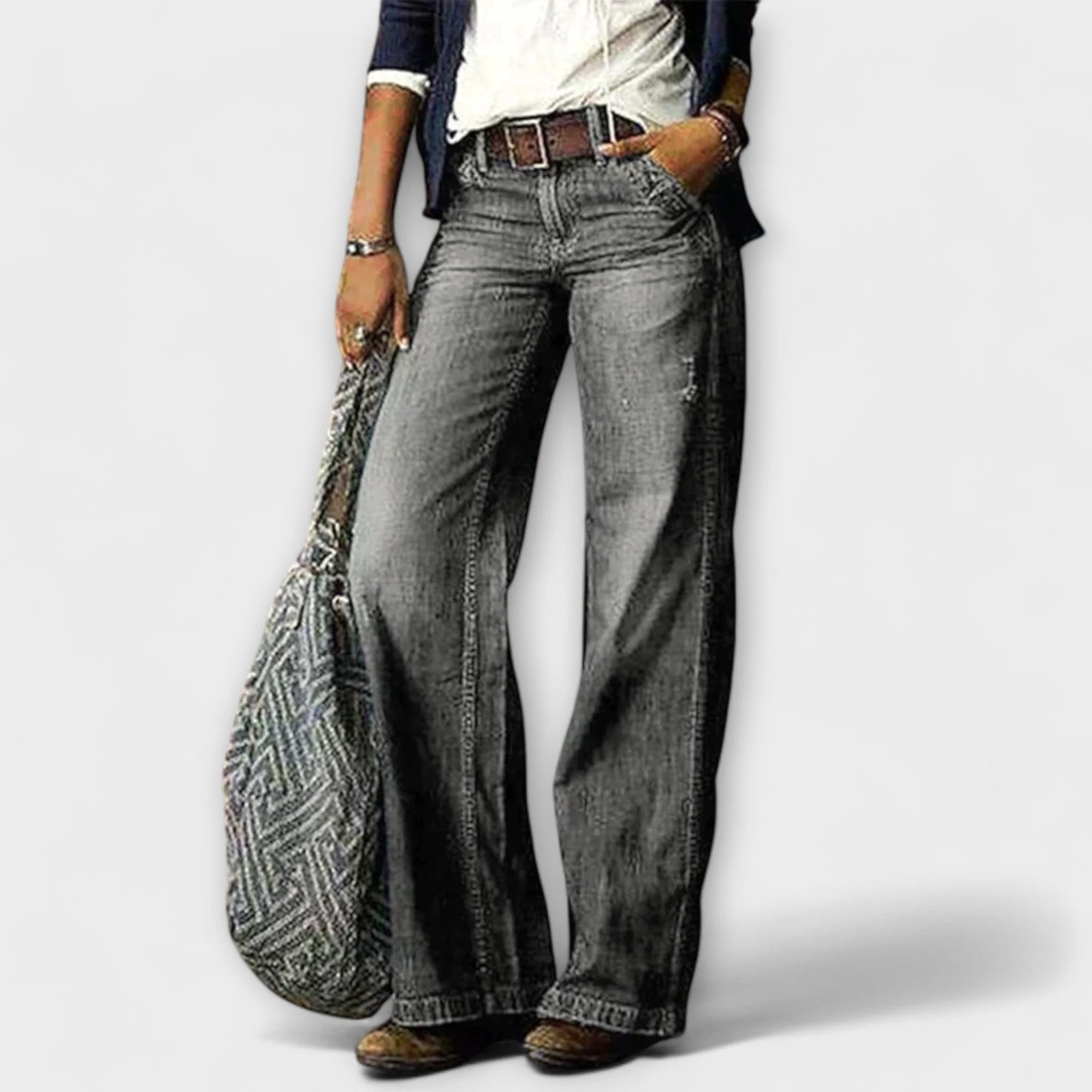 Cess - Denim Trousers with Wide Legs