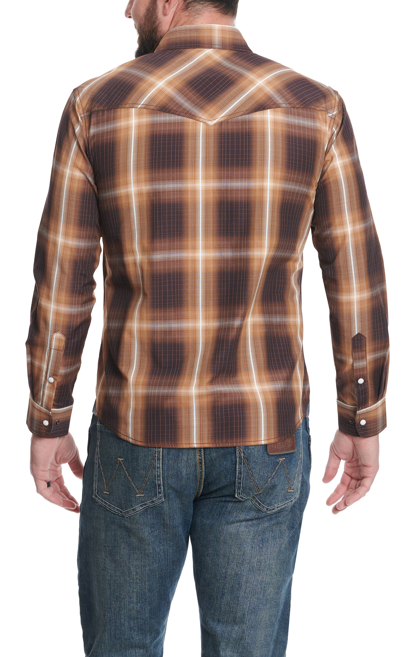 Rafter C Men's Red Dirt Collection Coffee Plaid Western Shirt - Image 1