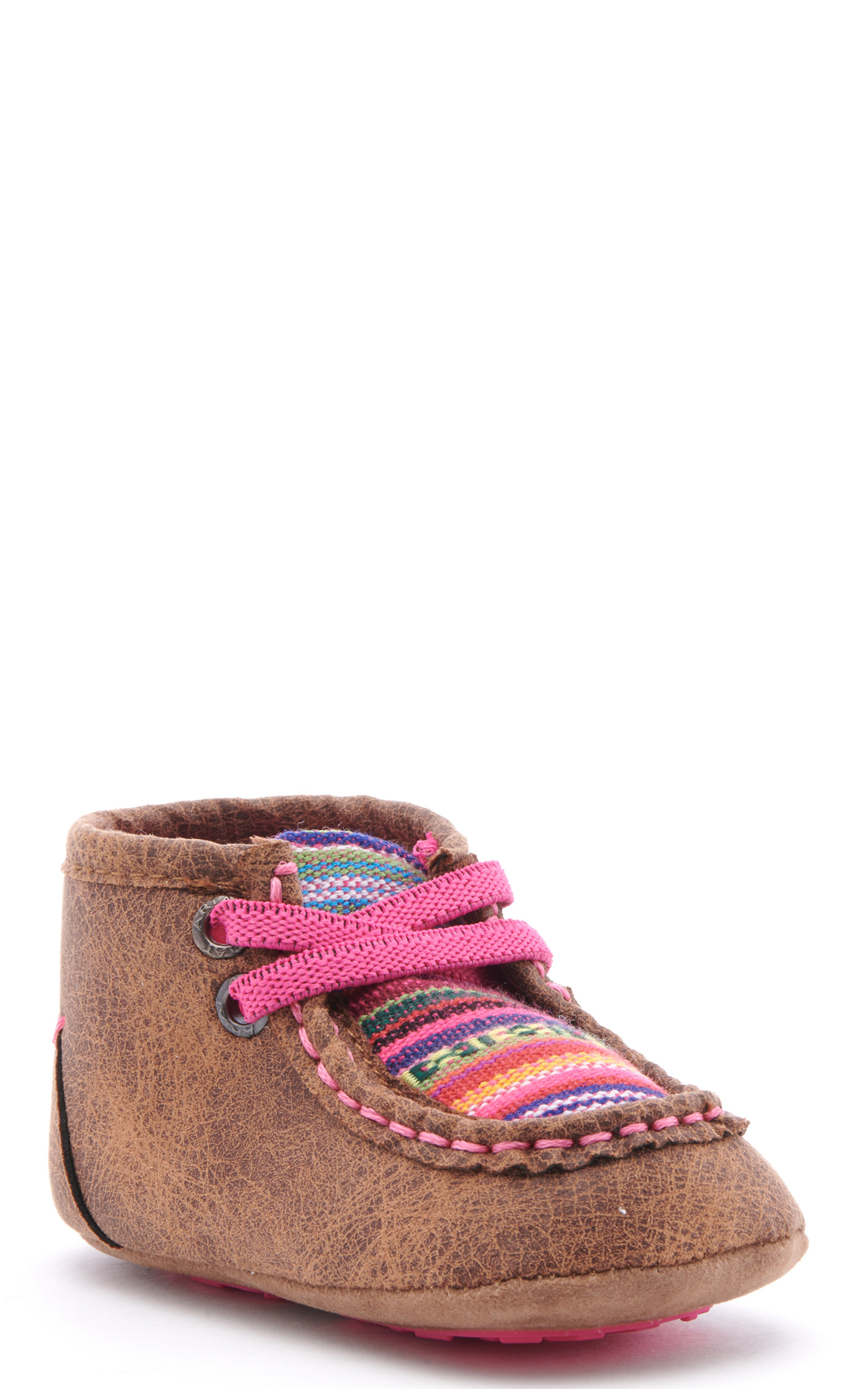 Ariat Infant Lil Stompers Brown and Pink Serape Print Moc Toe Shoes - Image 1