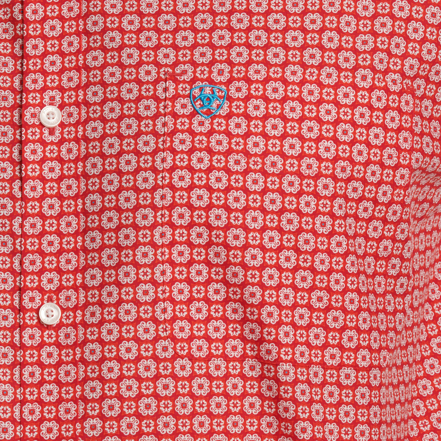 Ariat Men's Red & White Floral Geo Print Western Shirt - Image 1