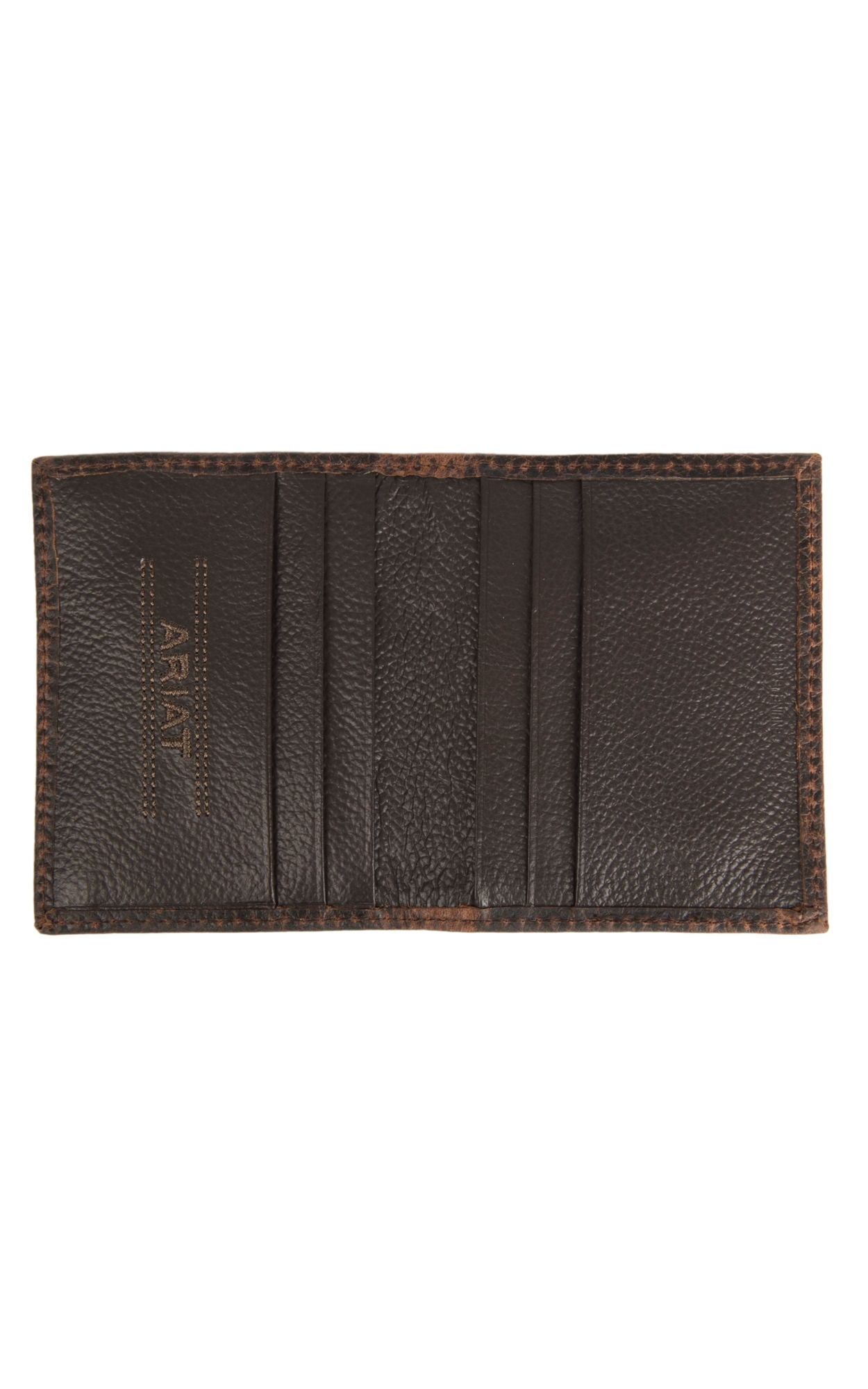 Ariat Performance Work Dark Brown Front Pocket Money Clip Bi-Fold Wallet - Image 1