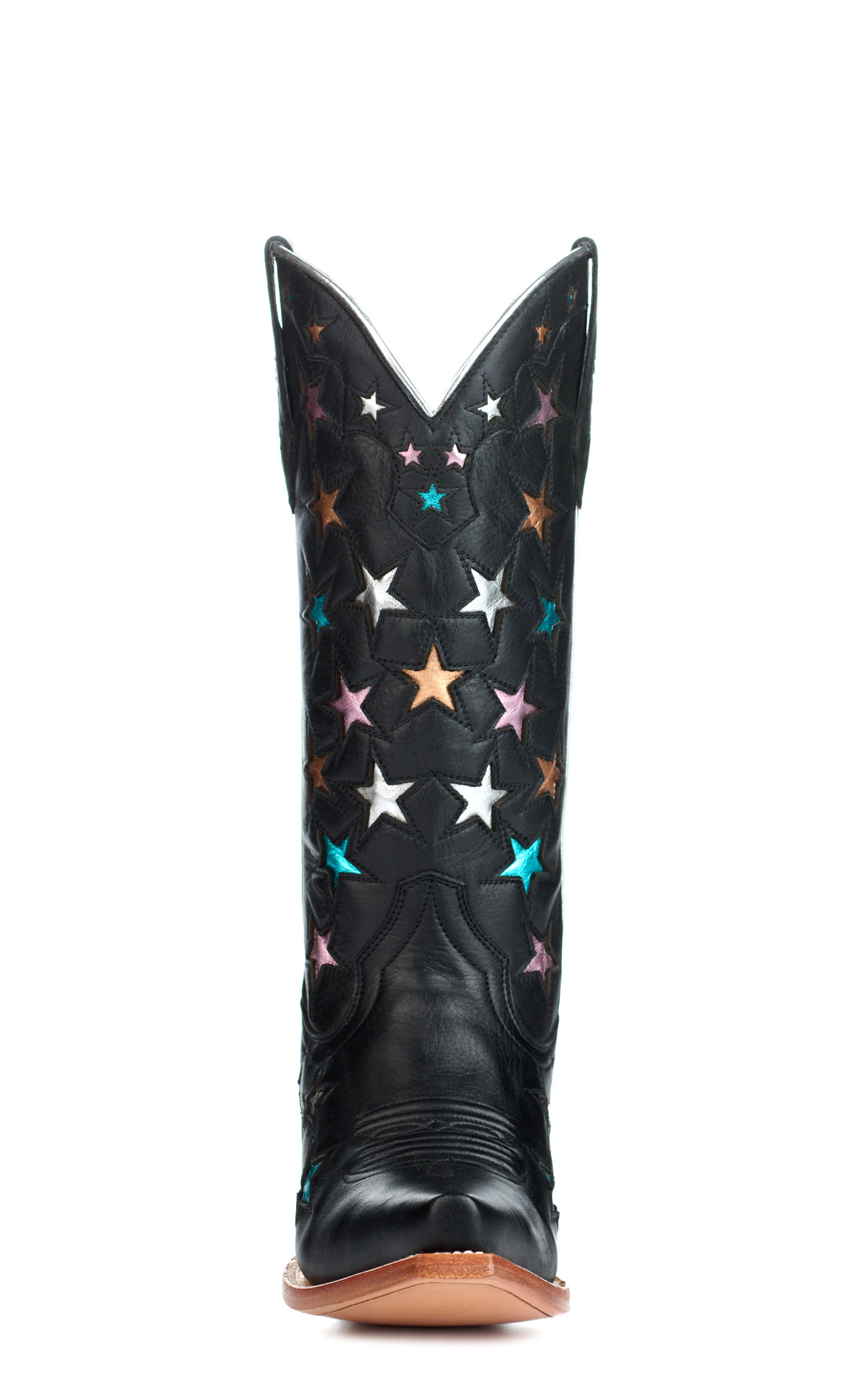 Black Star Women's Houston Black with Metallic Star Inlays Snip Toe Cowboy Boots - Image 1