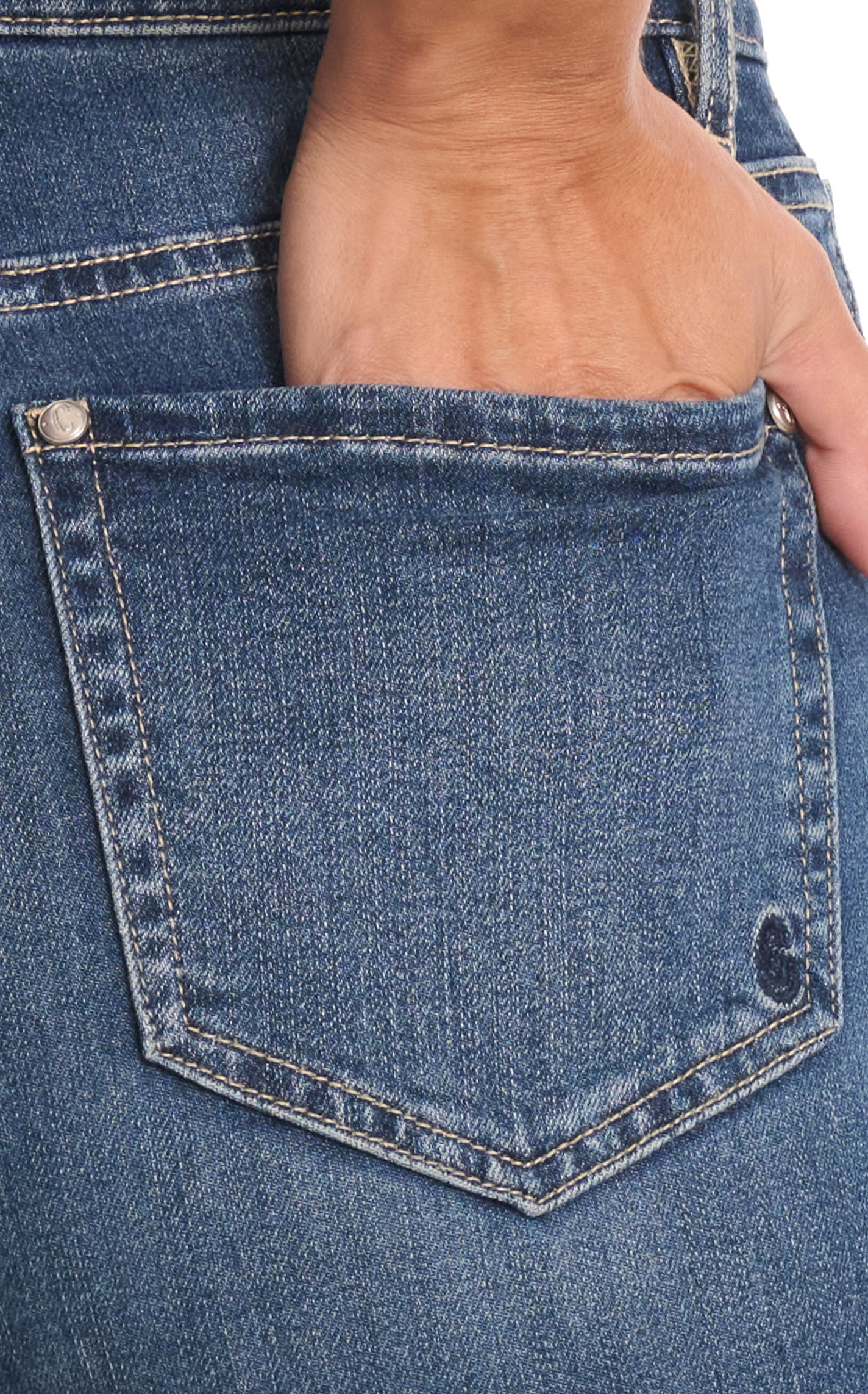 Rockin C Women's Dark Wash Crease Flare Leg Jeans - Image 1