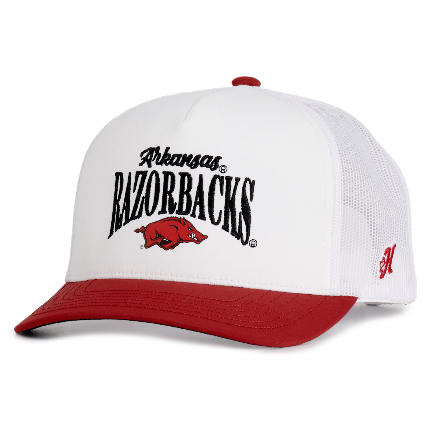 Hooey Collegiate Collection White & Red ARK Razorbacks Curved Bill Logo Cap - Image 1