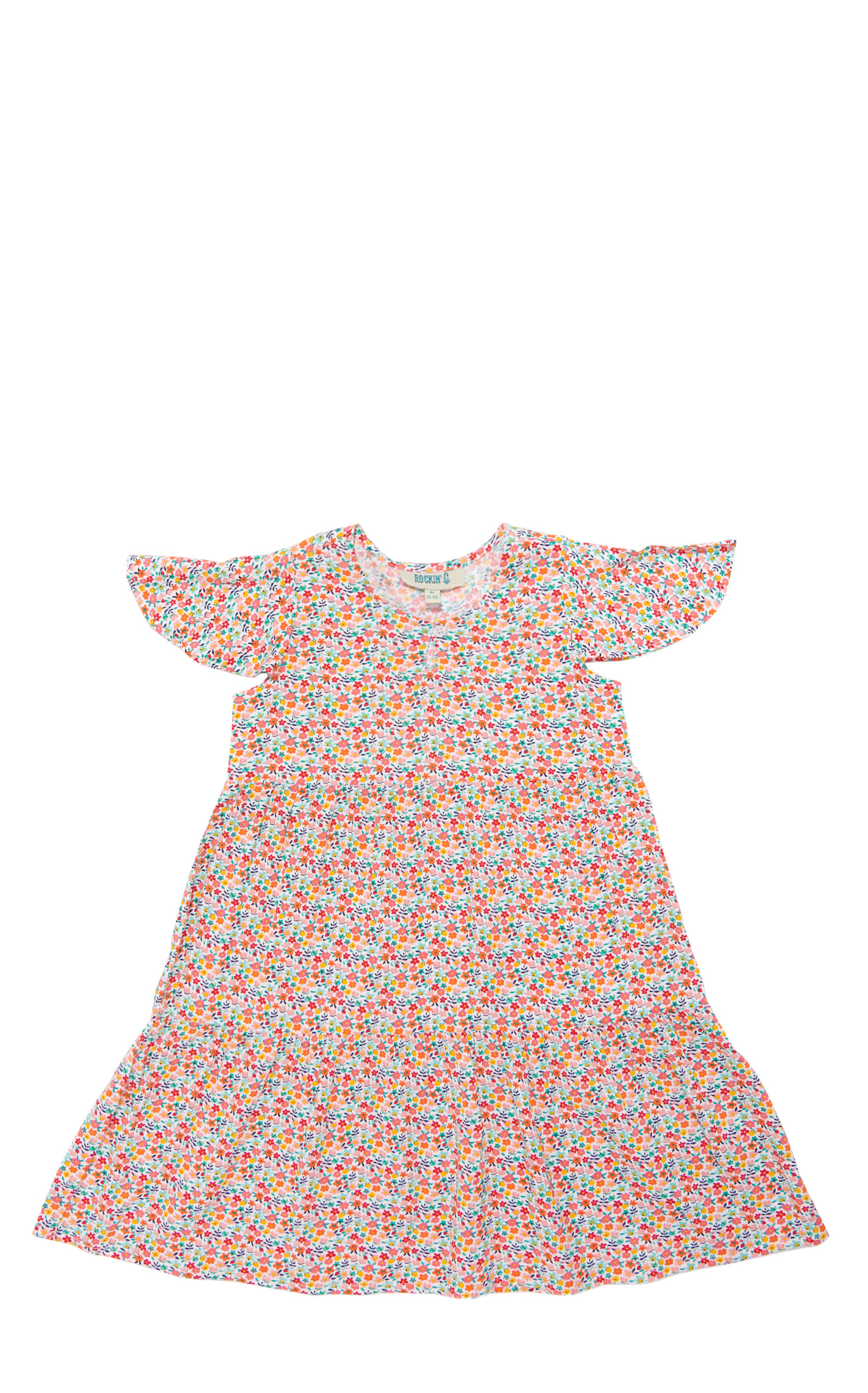 Rockin' C Girl's White Ditsy Floral Dress - Image 1
