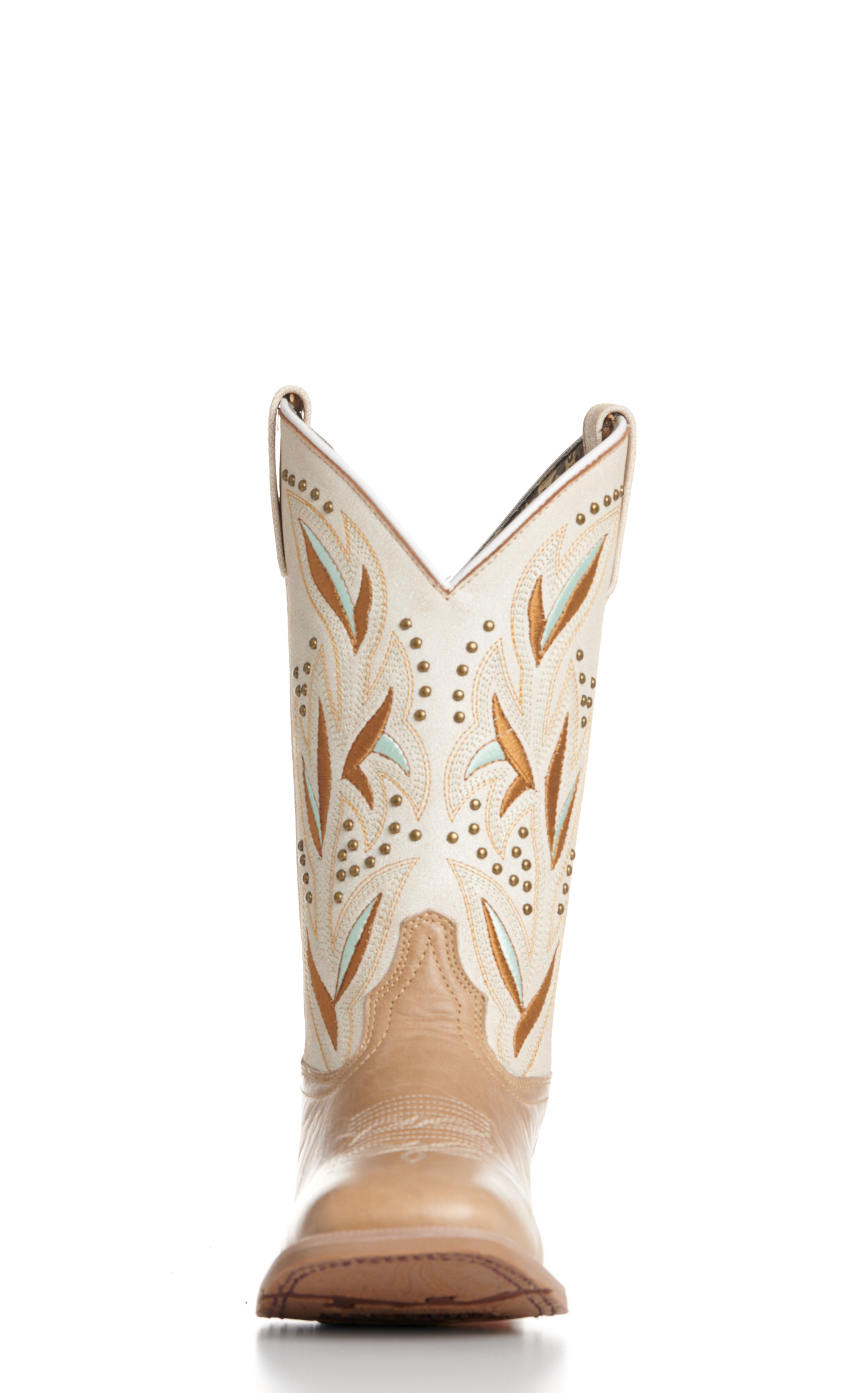 Laredo Women's Lydia Sand and Distressed White Wide Square Toe Cowboy Boots - Image 1