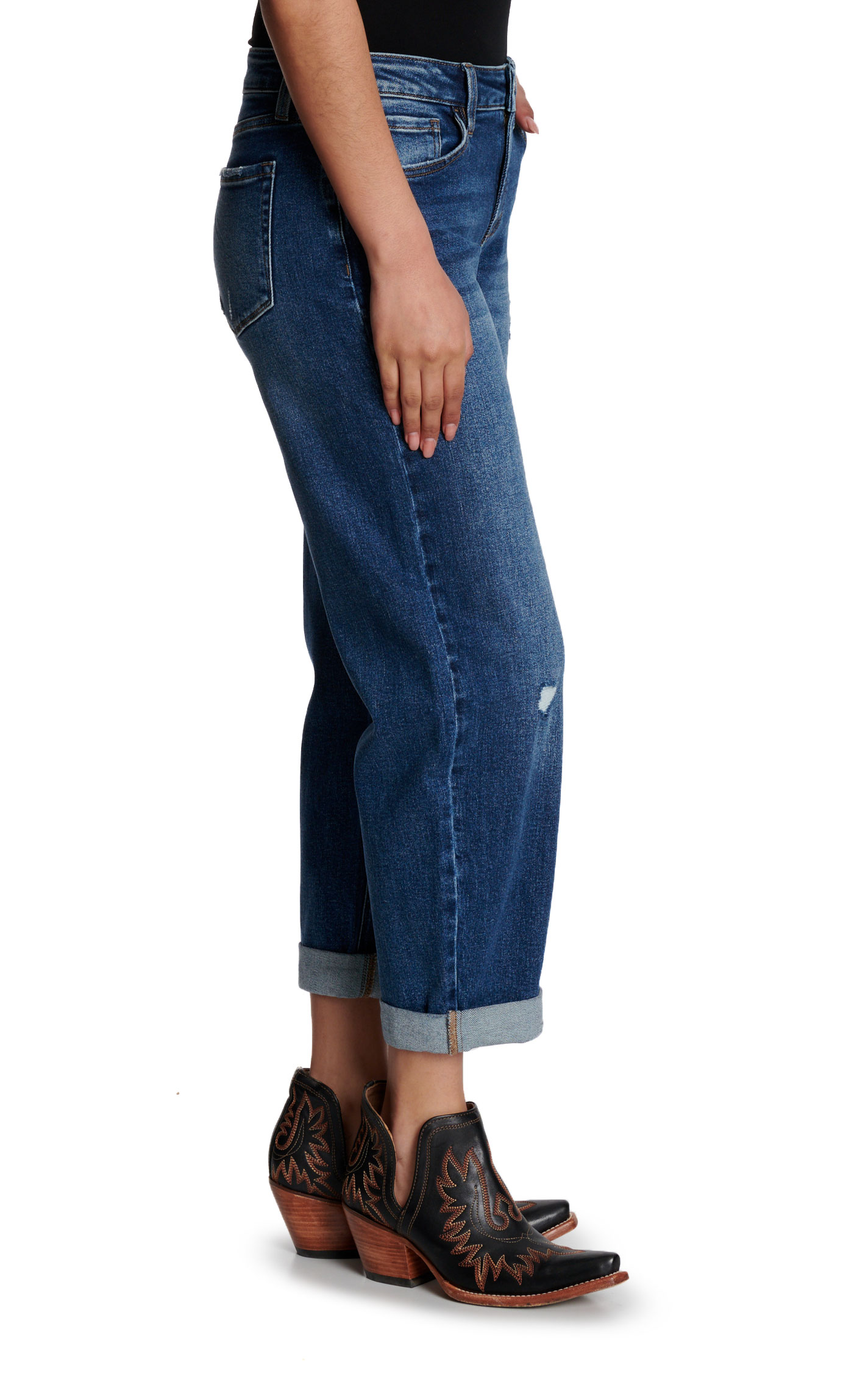 Lovervet Women's Medium Wash Cropped & Cuffed Wide Leg Jeans - Image 1